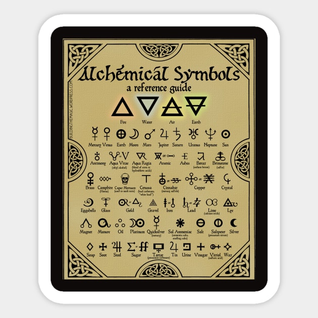 Alchemical Symbols Reference Chart Sticker by ManicElf